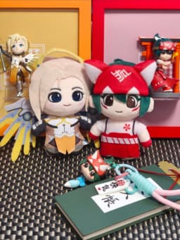 Authentic Overwatch 10th‑Anniversary Plush Doll Keychain Juno Kiriko Mercy Ana D.Va Genji Pendant Collectible Ornament Toy Gift