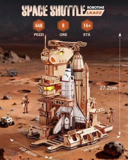 Robotime Rokr 3D Puzzles Space Shuttle Interactive DIY Building Model with Lighting Airplane Wooden Puzzles Desk Decor for Audlt