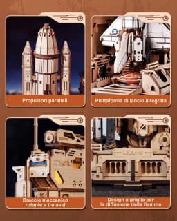 Robotime Rokr 3D Puzzles Space Shuttle Interactive DIY Building Model with Lighting Airplane Wooden Puzzles Desk Decor for Audlt