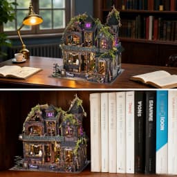 Magic Castle Book Nook Kit 3D DIY Wooden Puzzle Handmade Bookshelf Dollhouse Model Bookend Building Home Decor