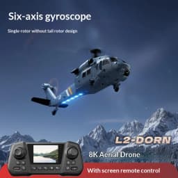 4DRC L2 RC Helicopter 8K Aerial Camera Builtin Screen Remote Control 6Axis Gyro Single Blade Black Hawk Apache Military For Boys