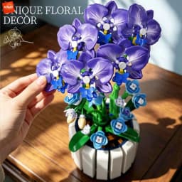 KAVOWORLD 627PCS Purple Butterfly Orchid Building Blocks Simulation Phalaenopsis Flower Pot Bricks Creative Gifts for Family