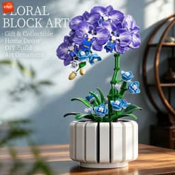 KAVOWORLD 627PCS Purple Butterfly Orchid Building Blocks Simulation Phalaenopsis Flower Pot Bricks Creative Gifts for Family
