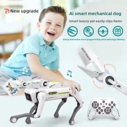 Teeggi Electric RC Intelligent Robot Dog with Clip Multifunction RC Mechanical Dog Educational Toy Bionic Smart Robot Toy Gift