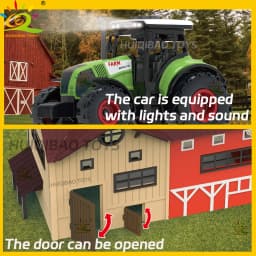 HUIQIBAO Simulation Farm Animals Barn Model Assembly Farmhouse Fence Poultry Cow Craft Play House Toys for Children Holiday Gift