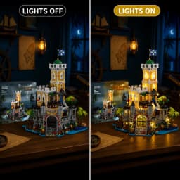 Pirate Harbour Medieval Castle Lighting Building Blocks Retro Street View Modular Assembly Model Bricks Collectible Creative Adult Gift 4975PCS