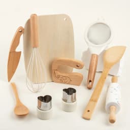 Wooden Kids Safe Knife and Kids Baking Set for Real Cooking,Kids Kitchen Toy Montessori Education Tools Gifts For Boys Girls