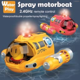 Remote-controlled Electric Boat 2.4G_Hz Waterproof Spray Light RC Electric Steam Boat Toy for Boys and Girls Kids Festival Gifts