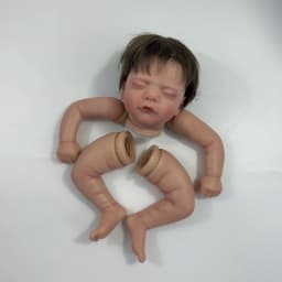 19 Inch Already Painted Reborn Doll Kits Sam With Hair Transplant Lifelike 3D Painted Skin Visible Veins Handmade Mold