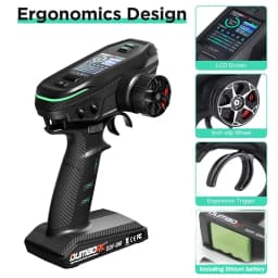 DUMBORC DDF-350 Transmitter 2.4G 10CH Digital Radio Remote Control with Gyro Receiver P6F for RC Car Boat Tank LCD FHSS System