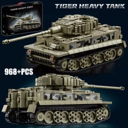 Military MOC Tiger Heavy Tank Army Main Battle Tank Soldiers Figures Building Blocks Bricks Set Toys For Boys Men Gifts