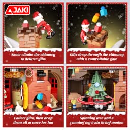 JAKI Christmas Wooden House Model Assembly Toy Home Creative Ornament Building Blocks Set Christmas Gift for Boys and Girls