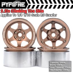 PYFORE 2.2In Climbing Wheel Hub 4PCS Tires 64X35mm 12mm Hexagonal Adapter for 1/10 1/8 RC Model Car Crawler Accessories