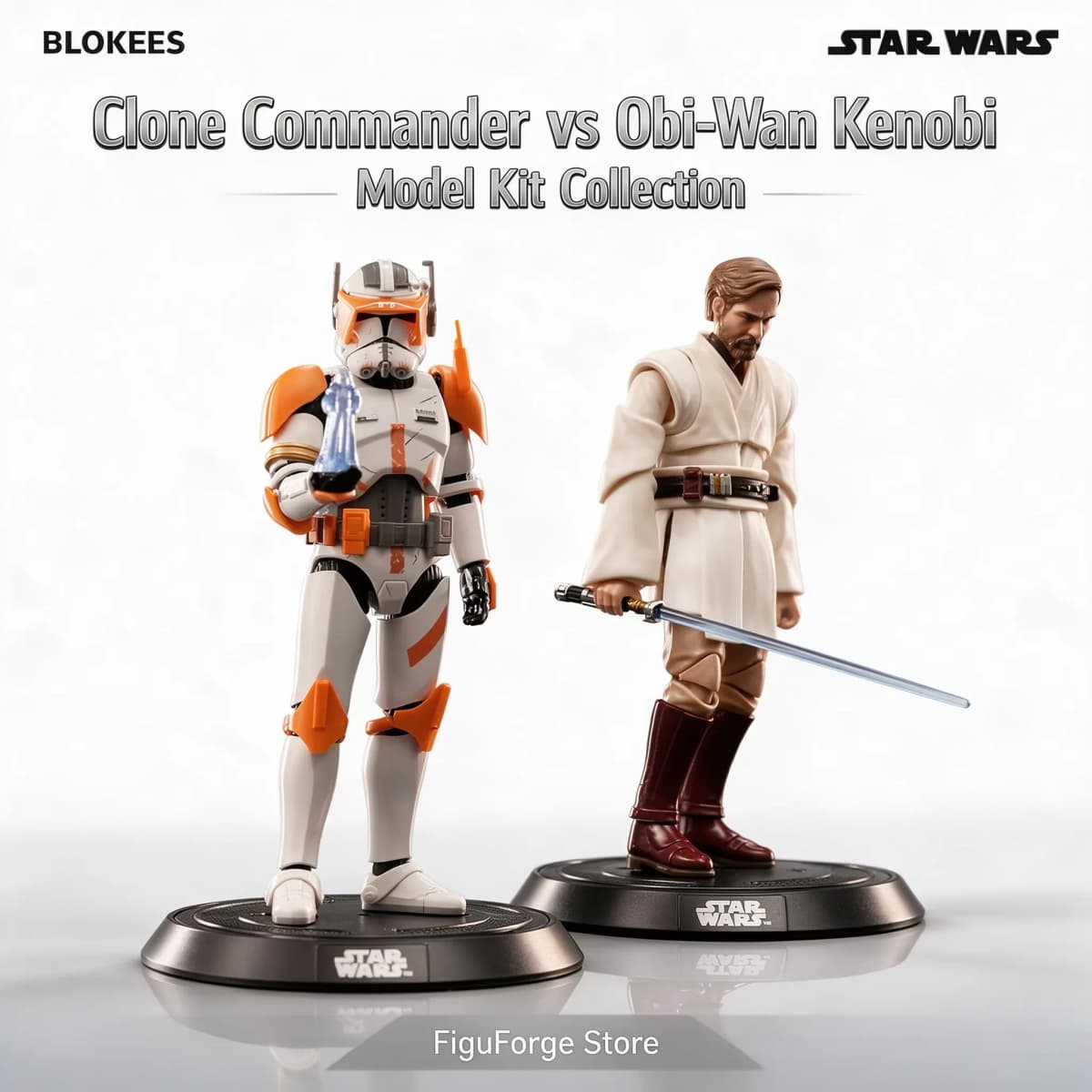 Hot Blokees Star Wars Champion Class Obi Wan Kenobi Commander Cody Model Kit 15cm Articulated Figure Collectible Gifts For Fan