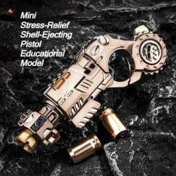 Stress Relief Sensory Toy Shell-Ejecting Metal Alloy Pistol Tactical Style EDC Office Desk Shooting Gadget for Boys Collectors