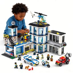 SWAT Police Station Military Building Blocks City Model Set Prison Car Policeman Boat Figures DIY Brick Toy for Kids Boys Gift