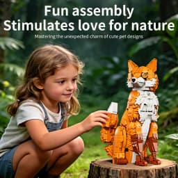 Creative MOC 1558pcs Jungle Fox Model Assembly Building Blocks Bricks Set DIY Cartoon Animal Fox Toys Gifts For Adult