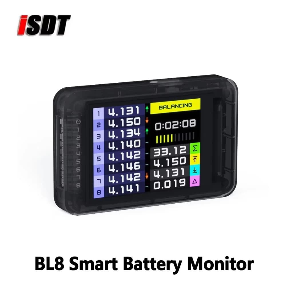 ISDT BL8 Intelligent Active Balancer for 2S-8S LiPo Batteries with XH2.54 Connector High-Precision Color Screen Battery Tester w