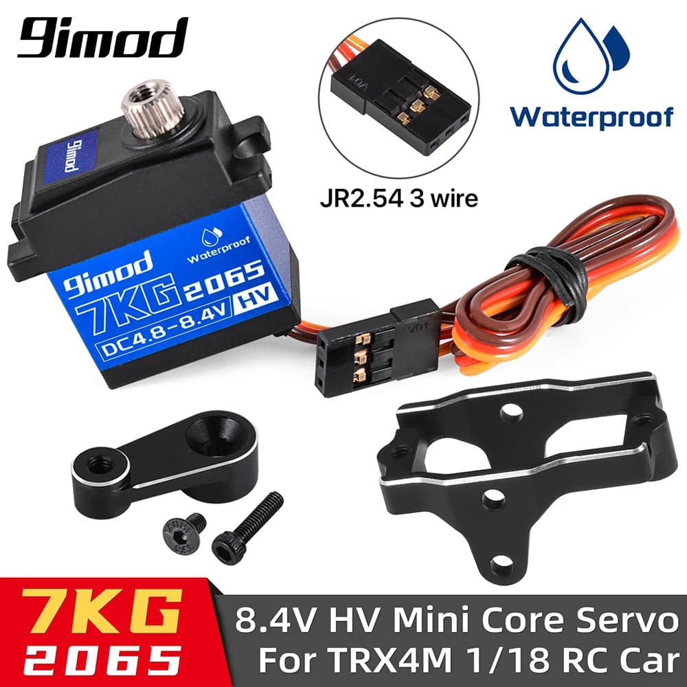 9IMOD 7kg 2065 Digital Servo Waterproof HV Metal Gear Mini Servo with Horn/Bracket/Steering Links for TRX4M 1/18 RC Car
