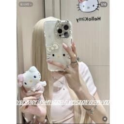 Cute cartoon Cat Pattern Shiny Crystal iPhone Case 17 16 13 14 15 Pro Max Plus Transparent Protective Case for Girls as a Gift