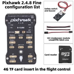 AN Pixhawk PX4 2.4.8 Flight Controller+M8N GPS+ 433/915Mhz 100/500mw Radio V5 Telemetry+Safety Switch+Buzzer+RGB+I2C+ 4G SD