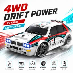 1:24 Remote Control Car Racing Mode 20Km/H Collision Resistant Drift Stunt Car Replaceable Tires Taillights 4Wd Toy Car