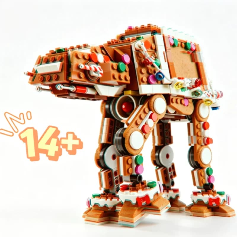 In Stock 2026 New Gingerbread At-at Walker With Figures Model Toys Diy Toys Building Blocks For Adults Christmas Birthday Gifts