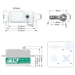 PTK 9752TG-D Metal 1/8 1/10 Remote Control Car Drift Flat Sports Car Squat Servo High Speed Model Servo Low Profile Servo