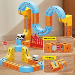 Kids Magnetic Rail Car Cube Toy Educational Toy DIY Building Blocks Magical Track Train Gravity Maze Toy Christmas Birthday Gift
