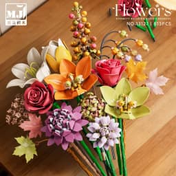 Ceremony Flowers Building Blocks Set Botanical Collection Rose Bouquet Bricks Puzzle Hobbies Girl's Gift Flower Holiday Gift