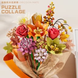 Ceremony Flowers Building Blocks Set Botanical Collection Rose Bouquet Bricks Puzzle Hobbies Girl's Gift Flower Holiday Gift
