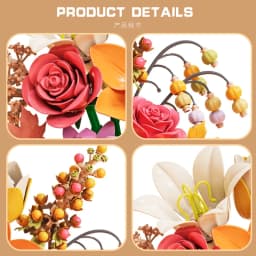 Ceremony Flowers Building Blocks Set Botanical Collection Rose Bouquet Bricks Puzzle Hobbies Girl's Gift Flower Holiday Gift