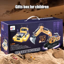 2.4G Remote Control Excavator Toy, Simulation Alloy Construction Vehicle, Education RC Digger Truck for 3 Years Kids Boys Gift