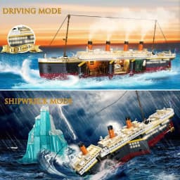 2288PCS Creative Expert Titanic Ship Building Blocks Set Movie Game Iceberg Cruise Ship Boat Wreck Model Kit Education Assembling Toys for Adults Gift Home Decoration Collection Display