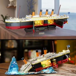2288PCS Creative Expert Titanic Ship Building Blocks Set Movie Game Iceberg Cruise Ship Boat Wreck Model Kit Education Assembling Toys for Adults Gift Home Decoration Collection Display