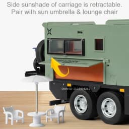 1:18 Off-road RV Diecast Models Alloy Toys Cars Folding Rearview Mirror Doors Opened with Sound Light Vehices Birthday Surprise