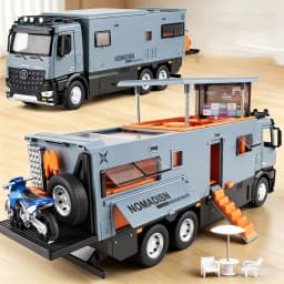1:18 Off-road RV Diecast Models Alloy Toys Cars Folding Rearview Mirror Doors Opened with Sound Light Vehices Birthday Surprise