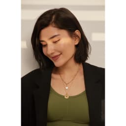 Yhpup Statement Round North Star Layered Pendant Necklace for Women Golden Stainless Steel Natural Pearl Chain Collar Necklace
