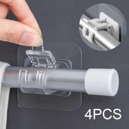 2/4PCS Nail-Free Adjustable Curtain Rod Holders Clamp Hooks Kitchen Bathroom Door Self-adhesive Hook Home Accessories Wall Hook