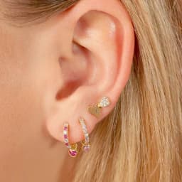 925 Sterling Silver Needle Pink Crystal Heart Hoop Earrings for Women Fashion Geometric Pendant Earrings Luxury Jewelry Gifts