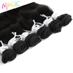 Magic Synthetic Hair 6PCS 20inches Nature Wave Hair Bundles Black Color Extensions Heat Resistant Strands of Hair Tresses