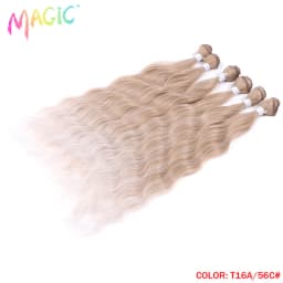 Magic Synthetic Hair 6PCS 20inches Nature Wave Hair Bundles Black Color Extensions Heat Resistant Strands of Hair Tresses