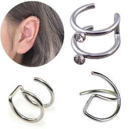 2pcs Fashion Stainless Steel Punk Rock Ear Clip Cuff Wrap Earrings No piercing-Clip On Cartilage Wrap Fake Earring