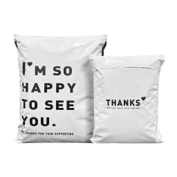 50Pcs PE Mailing Bags THANK YOU Heart Pattern Envelope Courier Bag PE Waterproof Thicken Express Postal Foldable Shopping Bag