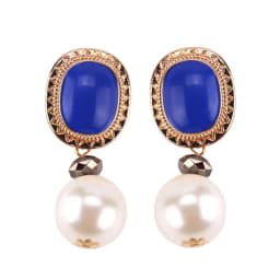 New Blue Color Dangle Earring for Women Round Metal Flower Leaf Crystal Gem Star Brincos Sweet Wedding Party Jewelry Xmas Gift