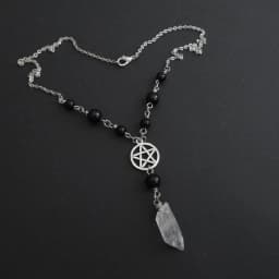 Gothic Beaded Pentagram Necklace Crystal Necklace Goth Wiccan Pendant Witchy Punk Jewelry Women Statement Gift Charm Mystical