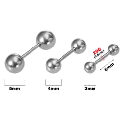 3Pcs 20G Screw Back Ball Tragus Stud Cartilage Earrings Helix Ear Piercing Jewelry Round Cone Square Surgcial Steel Stud Earring