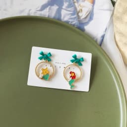 Cute Alice In Wonderland Drop Earrings Fairy Tale Asymmetric Enamel Bow Round Princess Mermaid Earrings for Women