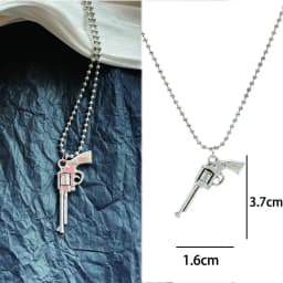 Vintage Design Gun Revolver Pendant Necklace Fashion Retro Geometric Charms Choker Jewelry Party Gift For Women Men