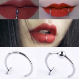 2PCS Women Lips Rings Titanium Steel Punk Nose Ring Septum Piercing Clip on Fake Piercing Unisex Nose Rings Body Jewelry